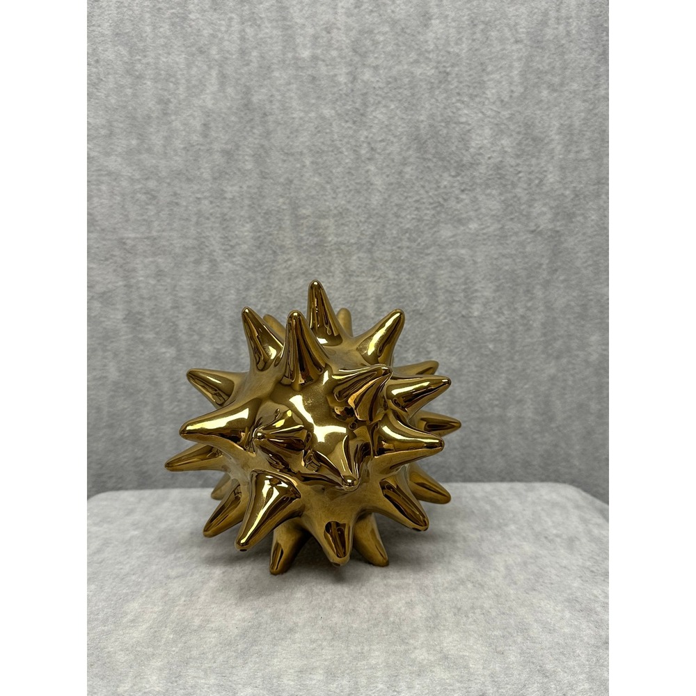 Gold Spiky Ceramic Sea Urchin‎ Sculpture Starburst Sphere Decor MCM Glam 5 inch